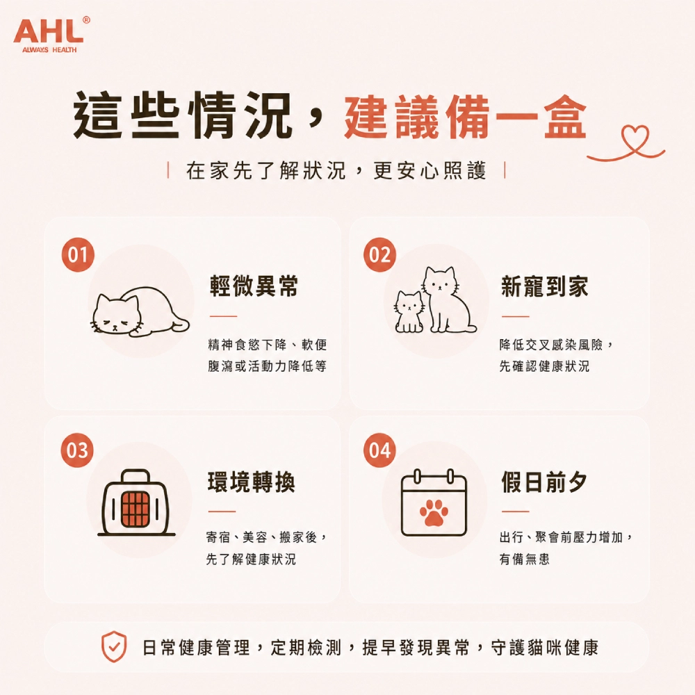 AHL 貓冠狀病毒 FCoV 快篩建議使用情境