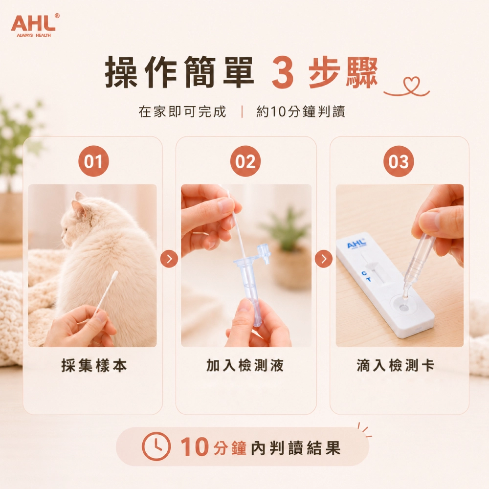 AHL 貓冠狀病毒 FCoV 快篩操作方式說明